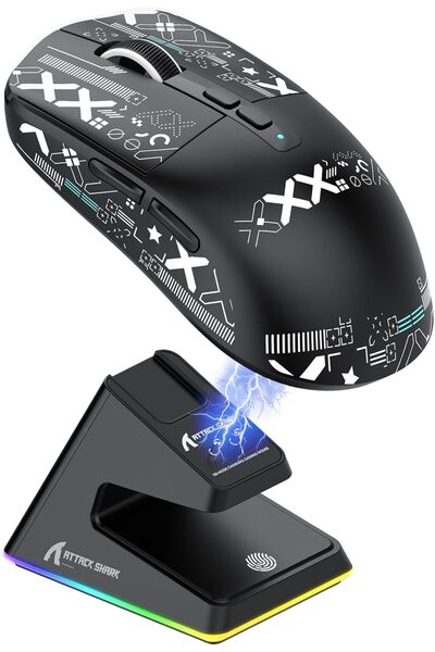 Generic ماوس X6 49g فائق الخفة مع قاعدة شحن مغناطيسية، مستشعر ألعاب PixArt PA...