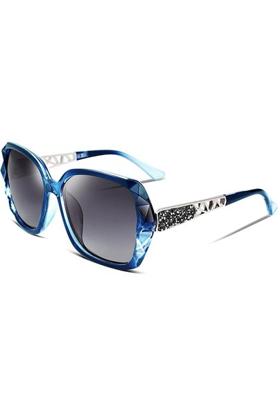 Generic Polarized Women Square Sunglasses Sparkling Composite Vintage Frame B...