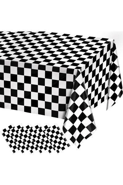 Generic 6 Pack Black and White Gingham Tablecloth Rectangular Buffalo Checker...