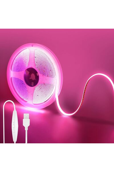 Generic 5V USB COB LED Strip Lights with Dimmable Switch,16.4FT/5M,Pink,320LE...