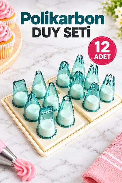 VAN VLECK 12'li Büyük Boy Polikarbon Krema Torbası Duy Seti – Pasta ve Kek Sü...