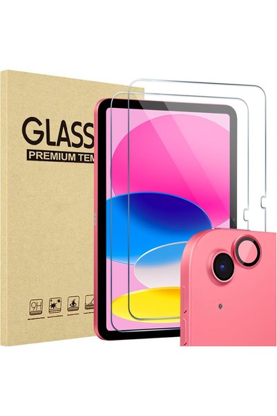 Generic Screen Protector for iPad 11/10, 2 Glass + 1 Lens, Pink
