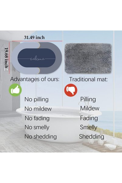 ULHYC Super Absorbent Floor Mat Napa Skin Super Absorbent Bath Mat Quick Dry Bathroom Carpet Floor Doormat