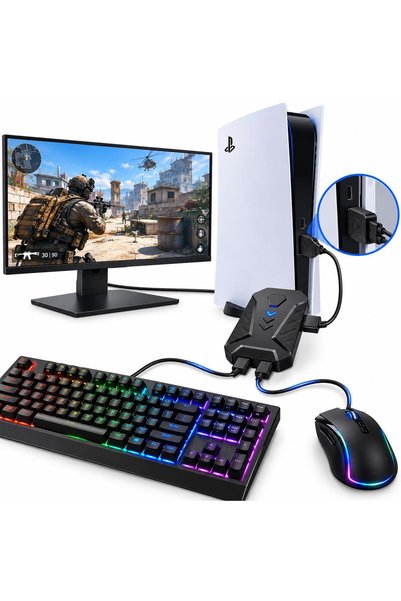 cosmostech CS5-253 PS5 Uyumlu Klavye Mouse Adaptörü – PlayStation 5 USB Klavye Fare Dönüştürücü Game Converter