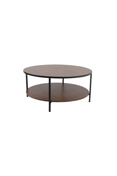 IN HOME STORE طاولة قهوة دائرية بتصميم عصري بدورين خشب ومعدن