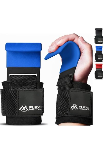 FLEXIDUCT خطافات رفع الأثقال فليكسي ماسلز (زوج) - أحزمة معصم شديدة التحمل مع ...