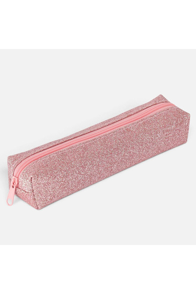 Generic Brand Penar Cilindric Roz cu Glitter 18x4x4cm