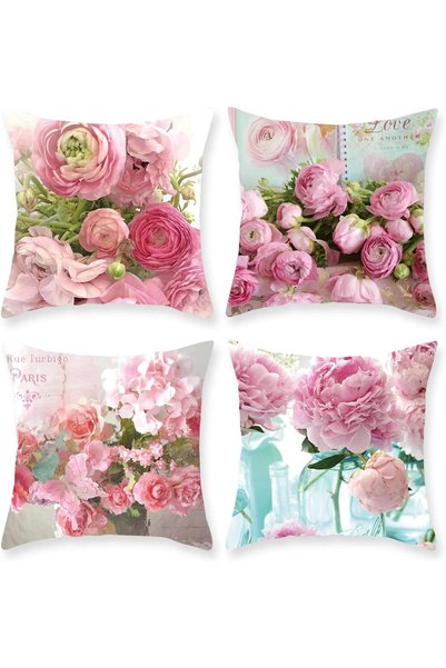 Generic Shabby Chic Throw Pillow Cover, 18 x 18 Inch Flowers Decorative Cushi...