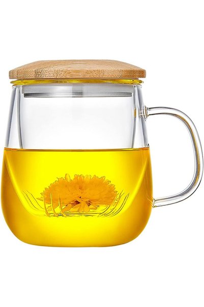 Generic Glass Tea Cup infuser Lid with Handle Tea Pots for Steeping Loose Lea...