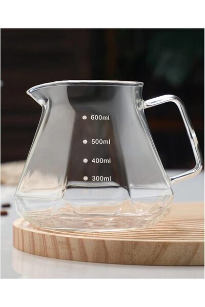 Generic إبريق قهوة زجاجي V60 سعة 600 مل، صانع قهوة بتصميم ماسي، إبريق شاي زجا...