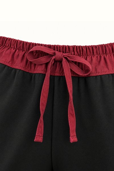 Sezgi Tekin Bordo Renk Bloklu Siyah Pantolon
