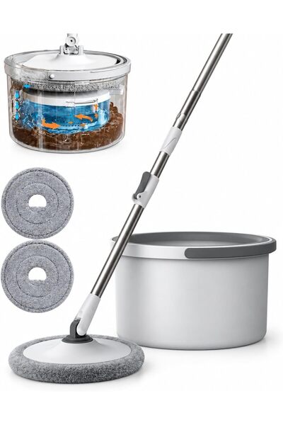 Generic ممسحة دوارة مع دلو (أبيض فاتح)