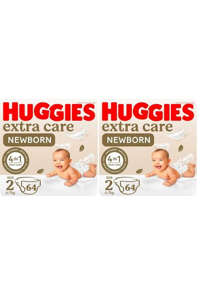 Generic Extra Care Newborn, Size 2, 4-6 kg, Jumbo Pack, 64 Diapers (Pack of 2)