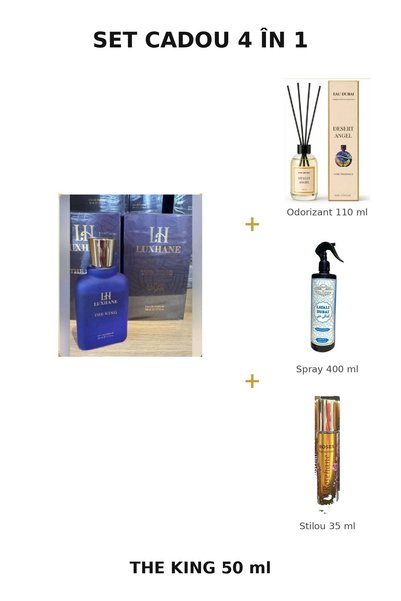 luxhane Set Cadou Lux Hane The King 50 ml Parfum Arabesc Barbati + Stilou par...