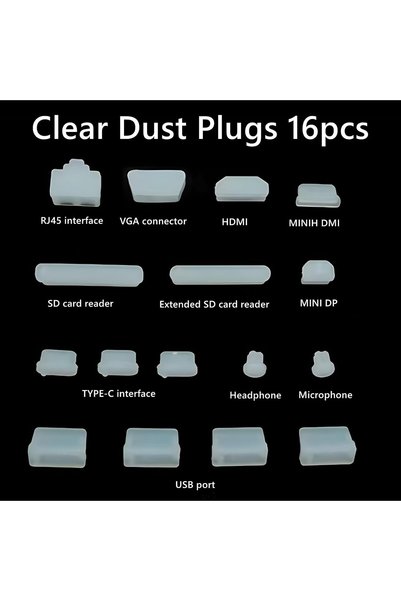 Generic 16 قطعة غطاء منفذ USB، 10 أنواع من أغطية منافذ الكمبيوتر المحمول السي...