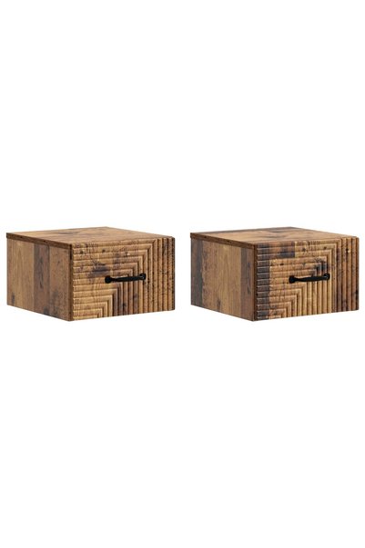 vidaxl Dulap de noapte suspendat 2 buc. Lemn vechi 34,5 x 33 x 20 cm