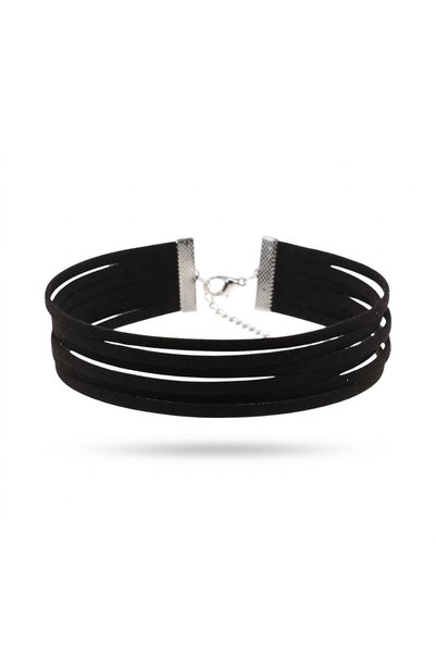 Alviro Colier tip choker negru din catifea, cu mai multe benzi, reglabil, 30 cm