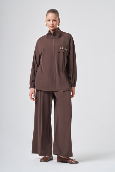 Nuss طقم بنطلون بسحاب أمامي 1091 بني