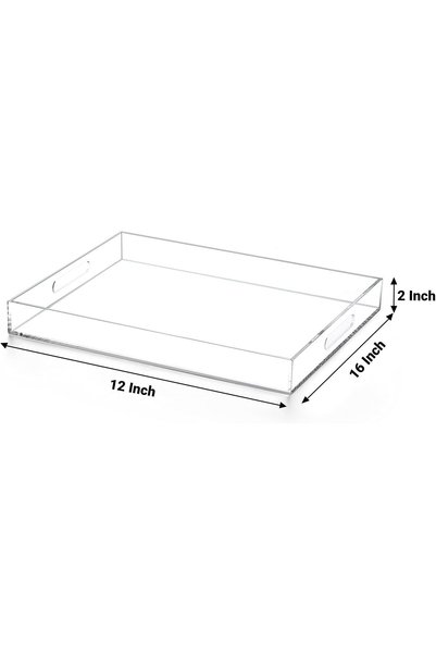 Slasa Clear Acrylic Ottoman Tray Handles Spill Proof Serving Safe Edge Organi...