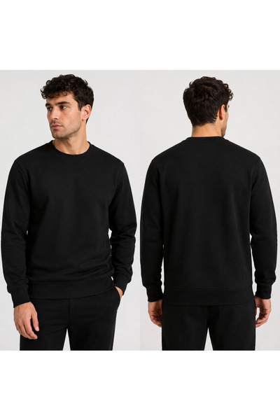 Düz siyah sweatshirt