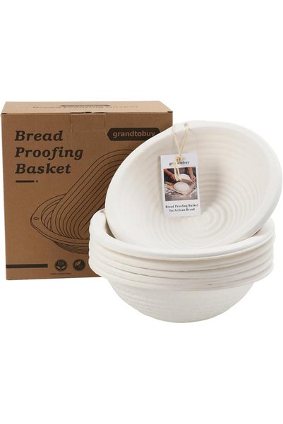 GENERAL 6-Pack 10" Round Pulp Proofing Baskets with 30 Liners & Bag for Sourd...