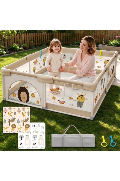 ZUIHA0 Family Paradise Baby Playpen with Mat - Baby and Toddler Fence Baby Fe...