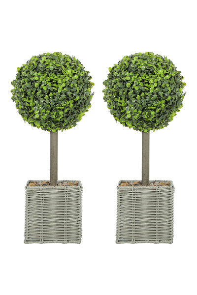 Generic Brand Set de 2 plante artificiale, arbori artificiali în ghiveci rezi...