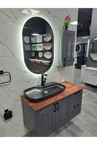 ROSEART BANYO 80CM BEYAZ BANYO DOLABI SETİ AYNA + ALT MODÜL + MİNİ DOLAP + LAVABO