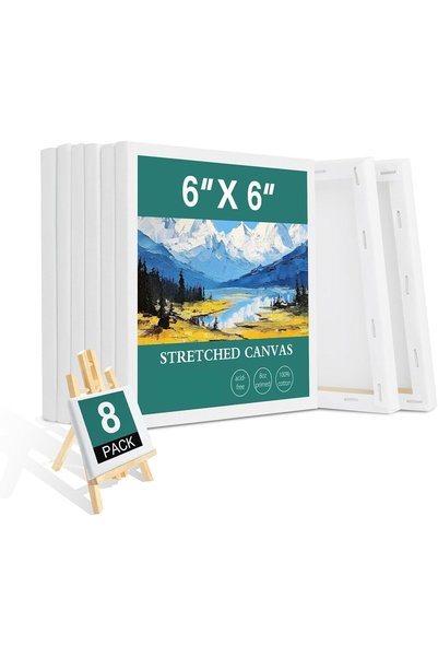Generic 8 قطع من لوحات القماش الصغيرة للرسم مقاس 6×6 بوصة، مجموعة من 8 لوحات ...