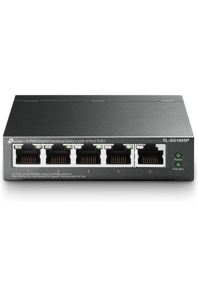 Generic TL-SG1005P, 5 Port Gigabit PoE Switch, 4 PoE+ Ports @65W, Desktop, Pl...