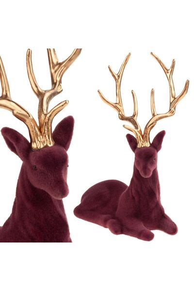 Martom Figurină decorativă ren din velur pentru decorațiuni de Crăciun – un c...
