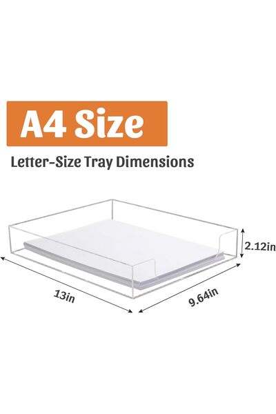 Slasa Acrylic Paper Tray Letter-Size Desk Trays Organizer Office