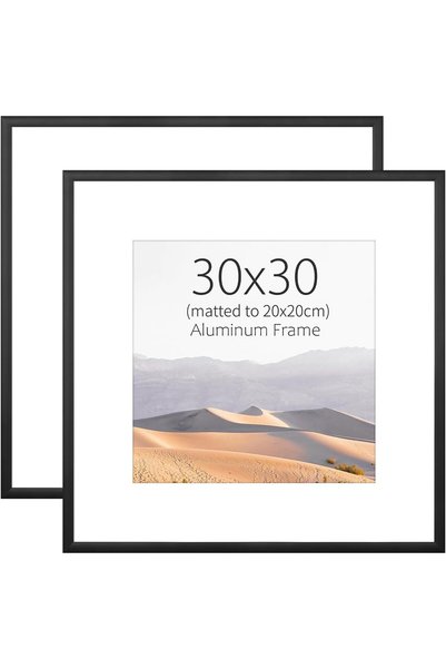 Generic مجموعة إطارات صور 30×30 سم من قطعتين، مصنوعة من الألومنيوم الأسود وال...