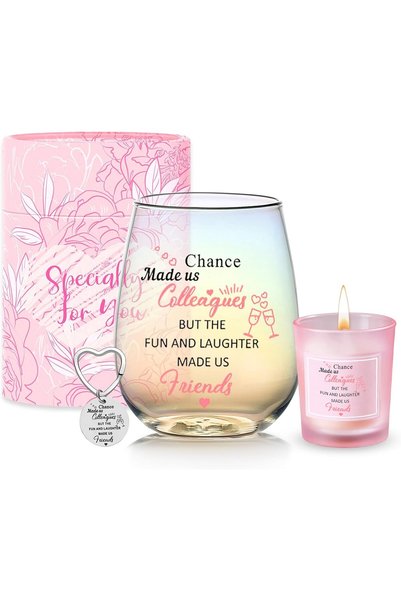 Generic Colleagues Iridescent Stemless Wine Glass, Chance Made Us Colleagues,...