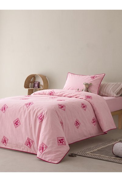 BELENAY Stanp Embroidered 100% Cotton 3 Piece Single Duvet Cover Set