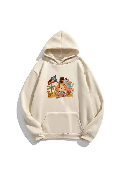 Vordevia Φούτερ Bad Bunny από βαμβάκι με στάμπα, 3 κλωστών, ριζωτό, oversized
