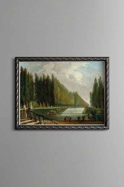 epiqart Palace Garden and Pool Surrounded by Trees - Vintage Patterned Painti...