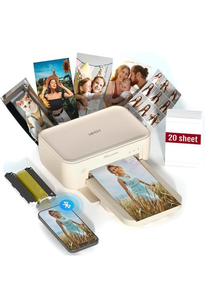 HPRT Desktop Photo Printer 10 cm x 15 cm with 20 Sheets Photo Paper & 1 Ribbo...