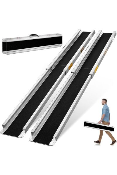 Health Mart | 7FT Telescopic Aluminum Loading Ramp | Two Step Adjustable Port...