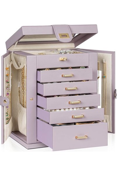 AKOZLIN Huge Jewelry Box Organizer Functional Extra Large Leather Jewelry Sto...