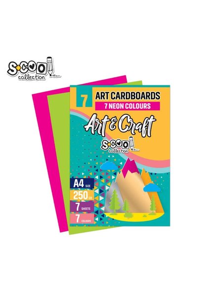 S COOL Carton colorat A4, 250g, 7 coli, 7 culori neon/set - S-COOL