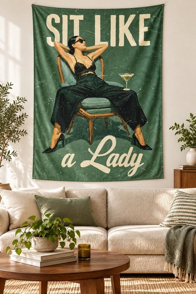 linazaitun Sit Like a Lady Written Retro Women's Figure Vintage Stain-Resista...
