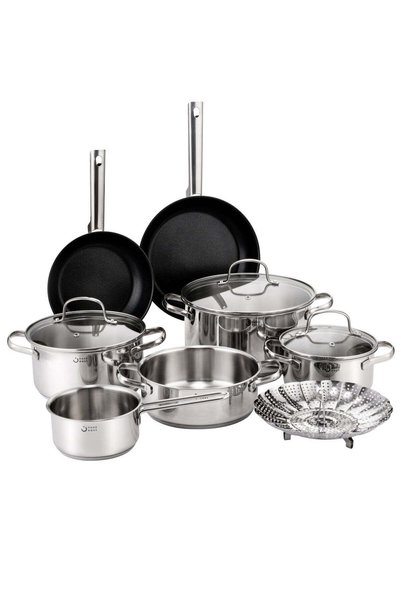 Noon East 11 Piece Triply Bottom Stainless Steel Cookware Set, set inc