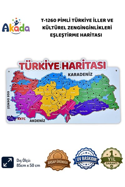 AKADA Pimli Türkiye İller ve Kültürel Zenginlikleri Eşleştirme Haritası - Ahş...