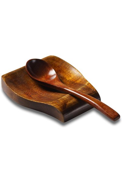 Generic حامل ملعقة من خشب الأكاسيا، مناسب لسطح الموقد، حامل أدوات خشبي لسطح ا...