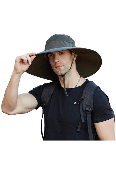 Noonedibs Pălărie de soare impermeabilă UPF50+ cu boruri super largi pentru p...