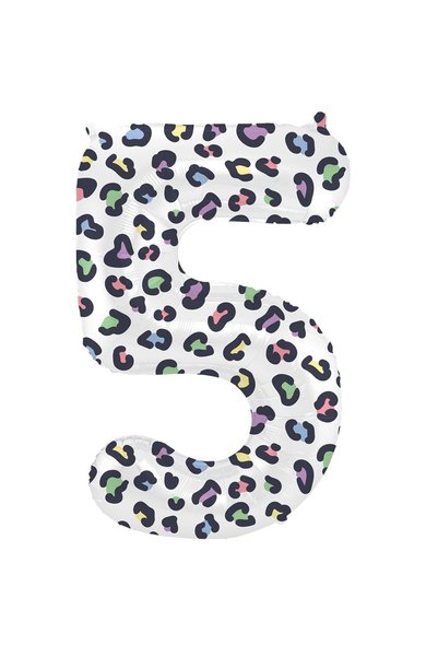 Folat Balon din folie numărul 5 leopard de zăpadă 86 cm