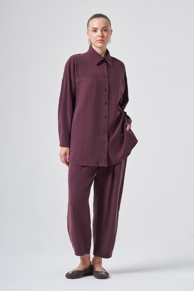 Nuss 1092 Costum cu pantaloni cu imprimeu propriu și detalii cu buzunare dubl...