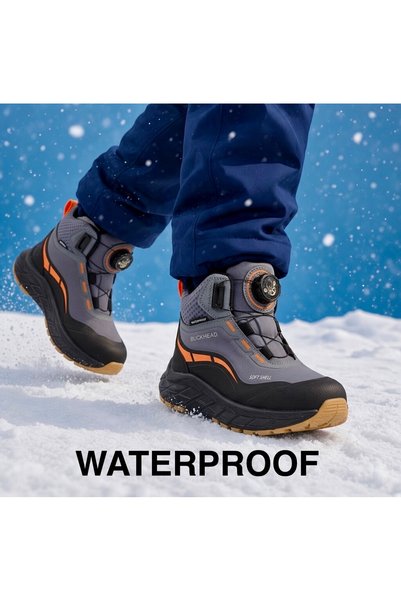 BUCKHEAD unisex çocuk gri waterproof outdoor bot , oto bağcık , kaymaz taban ...