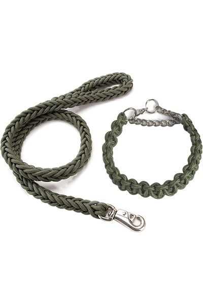 Generic 5FT Strong Braided Dog Lead & Half Choke Collar Set - Heavy Duty Nylo...